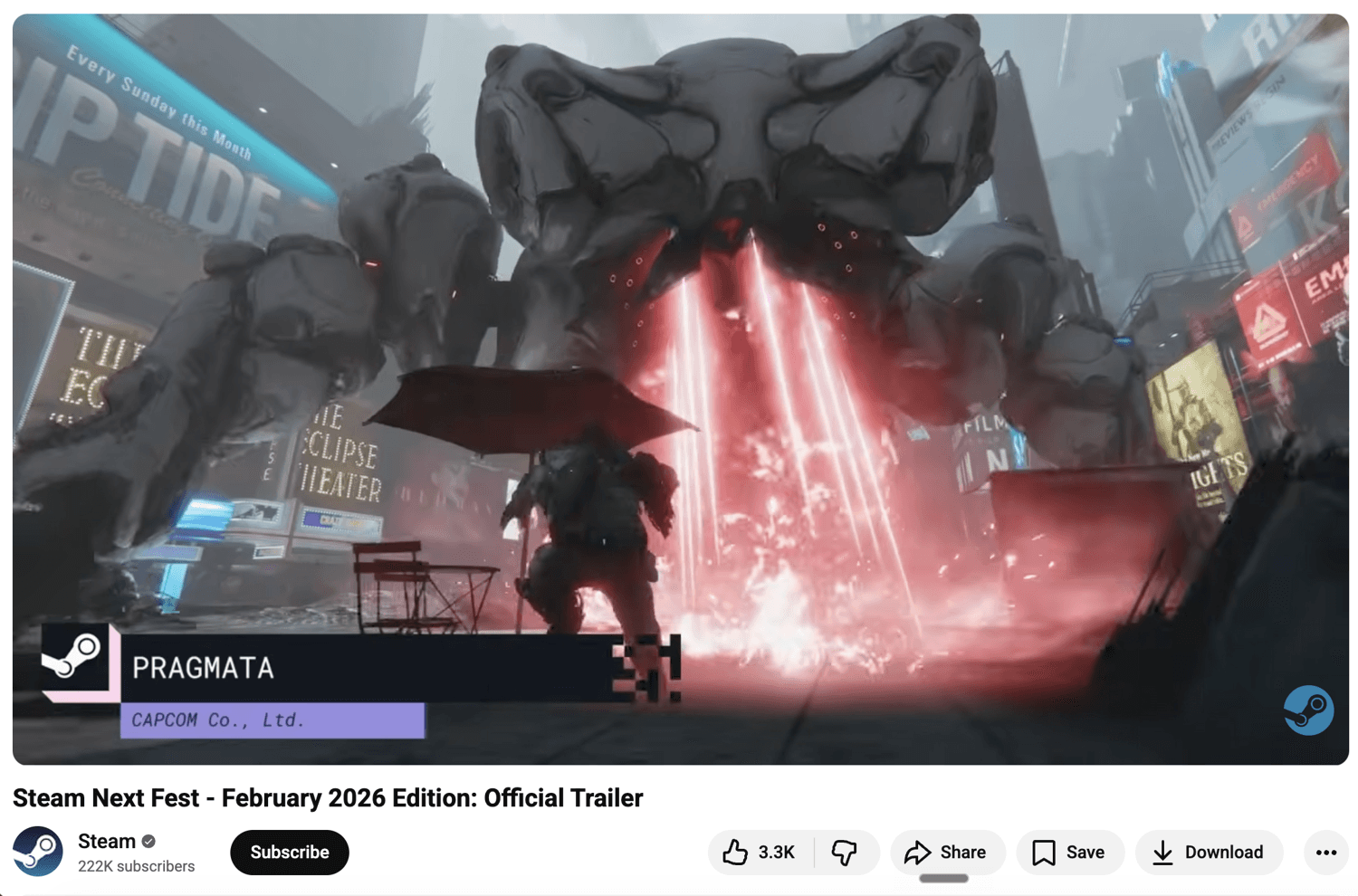 A Steam Next Fest official trailer thumbnail featuring a curated game