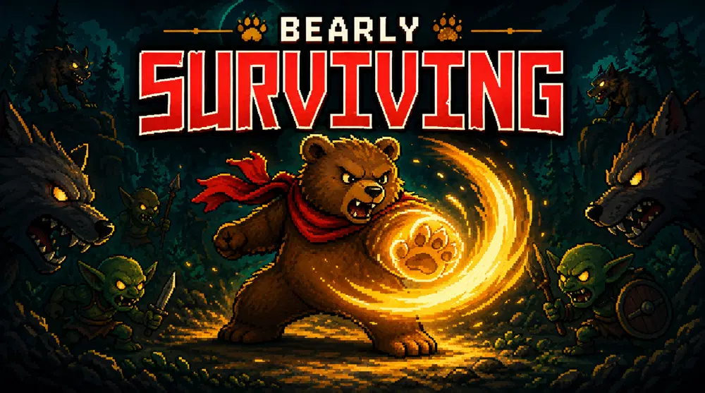 Bearly Surviving capsule, improved version with a crisp high-contrast title and clear focal point
