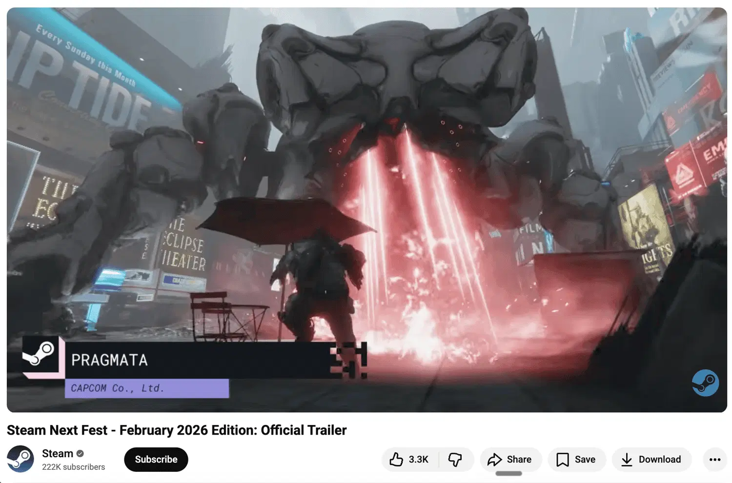 A Steam Next Fest official trailer thumbnail featuring a curated game