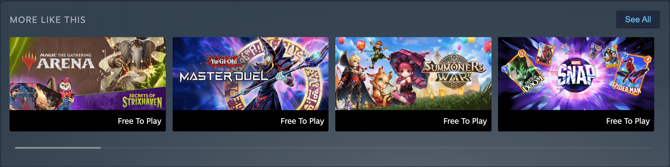 SteamDB 'More Like This' carousel used to find comp titles