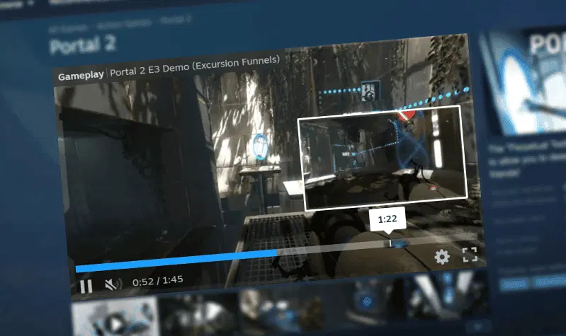 Steam store page with trailer playing — showing gameplay within the first seconds